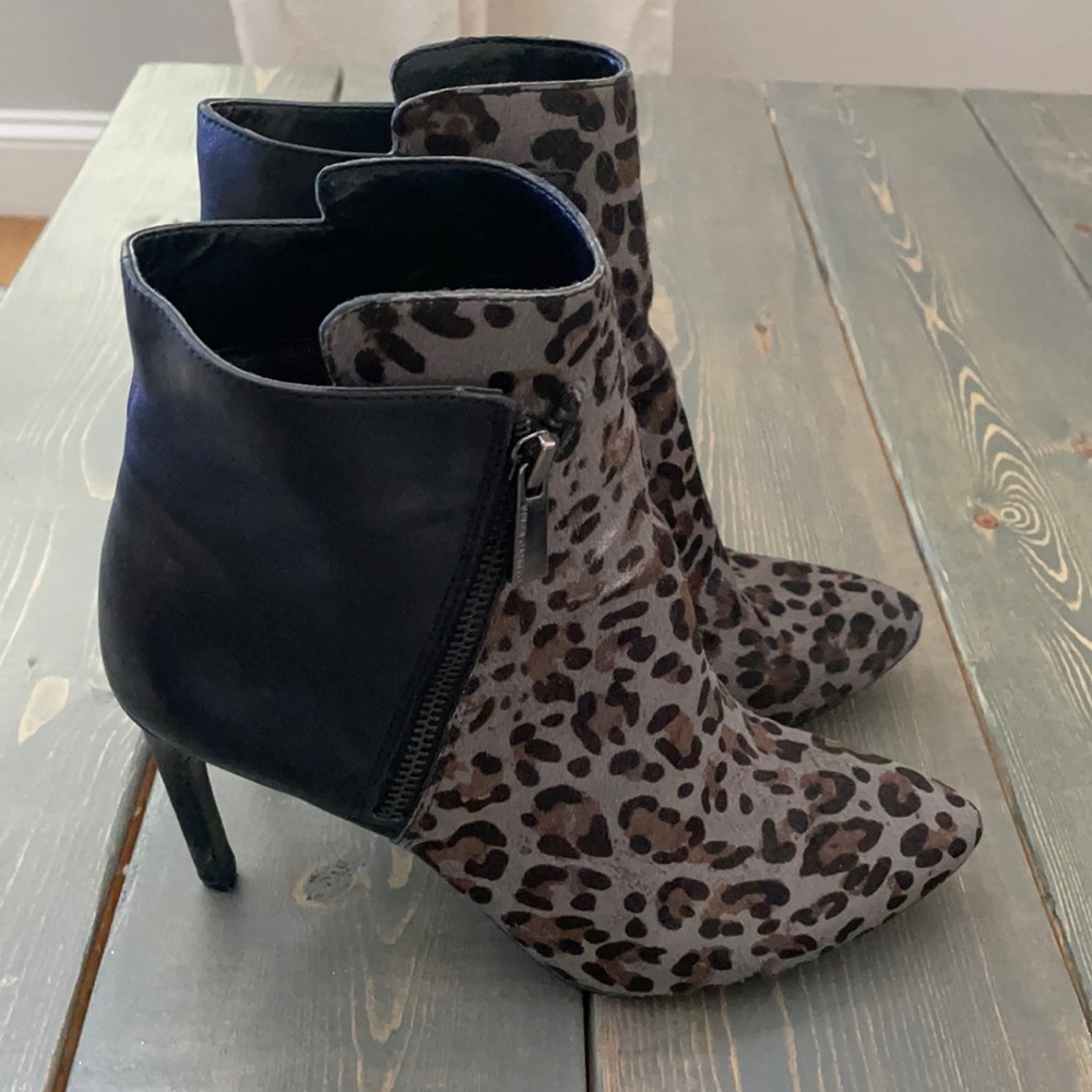Vince Camuto leopard bootie heels